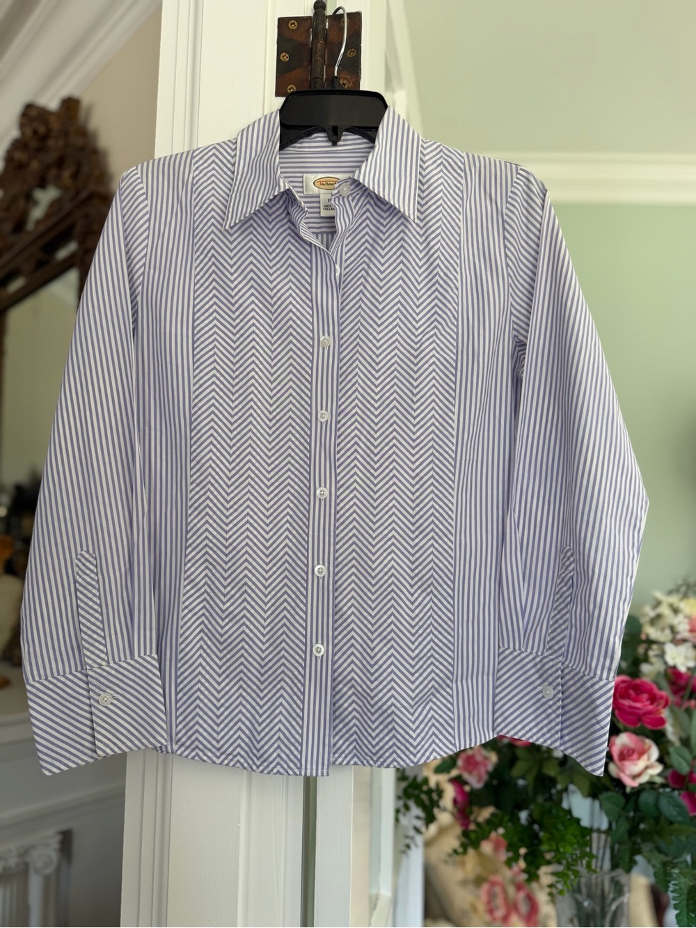 Talbots Lavender and White Striped Dress Shirt